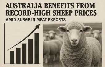 Australia benefits from record-high sheep prices amid a surge in meat exports.