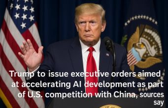 Trump to issue executive orders aimed at accelerating AI development as part of U.S. competition with China, sources say.
