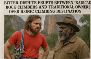 Bitter dispute erupts between ‘radical’ rock climbers and traditional owners over iconic climbing destination.