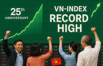 Vietnam’s VN‑Index reached a record high to mark the 25th anniversary of its local stock exchange.