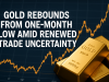 Gold Rebounds from One-Month Low Amid Renewed Trade Uncertainty