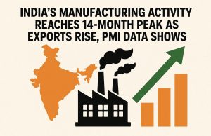 India’s manufacturing activity reaches 14-month peak as exports rise, PMI data shows.