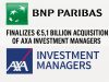 BNP Paribas finalizes €5.1 billion acquisition of AXA Investment Managers.