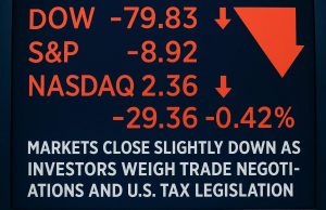Markets close slightly down as investors weigh trade negotiations and U.S. tax legislation