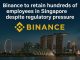 Binance to retain hundreds of employees in Singapore despite regulatory pressure