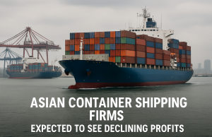 Asian container shipping firms are expected to see declining profits as the surge from tariff-related demand begins to ease.
