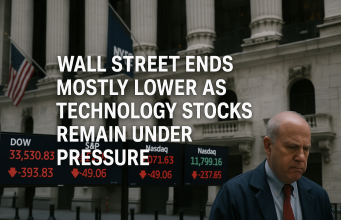 Wall Street ends mostly lower as technology stocks remain under pressure.